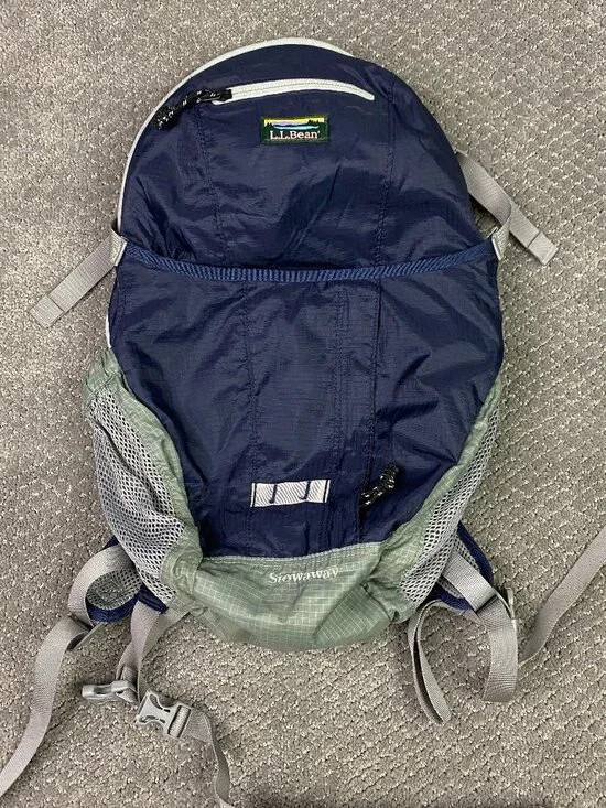 LL Bean Stowaway Ultralight Day Pack Backpack Blue Gray Packable Hiking 294234 - Picture 4 of 11